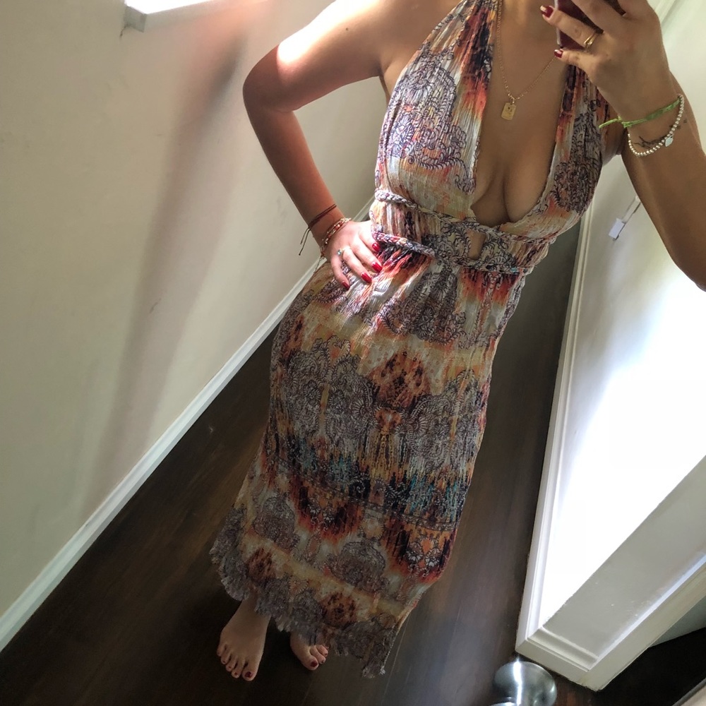 Colorful maxi dress open back